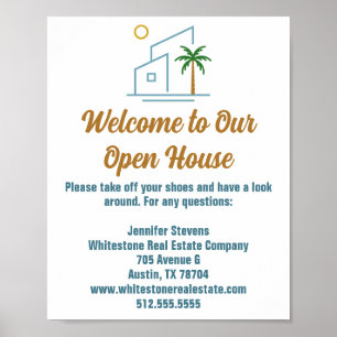 Beach Real Estate Company Custom Open House Poster