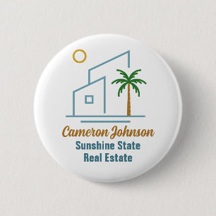 Beach Real Estate Company Cute Custom Name Tag 6 Cm Round Badge