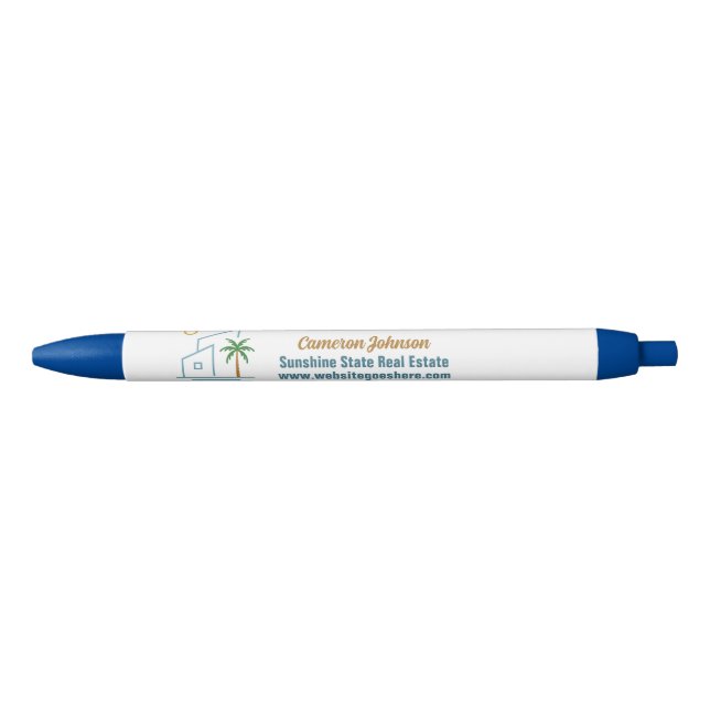 Beach Real Estate Company Cute Customisable Black Ink Pen (Front)
