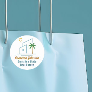 Beach Real Estate Company Cute Customisable Classic Round Sticker