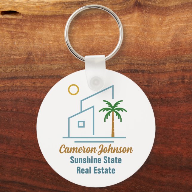 Beach Real Estate Company Cute Customisable Key Ring (Front)