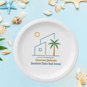 Beach Real Estate Company Cute Customisable Paper Plate