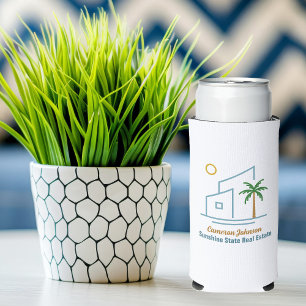 Beach Real Estate Company Cute Customisable Seltzer Can Cooler