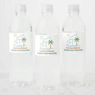 Beach Real Estate Company Cute Customisable Water Bottle Label