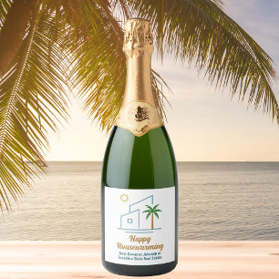 Beach Real Estate Company Cute Customizable Sparkling Wine Label
