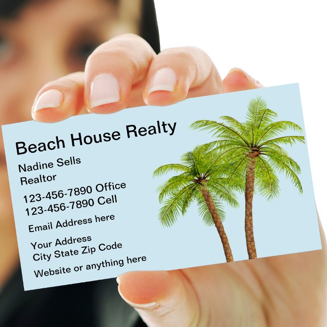Beach Real Estate Palm Trees Design Business Card (Creator Uploaded)