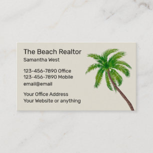 Beach Realtor Palm Tree Design Business Card