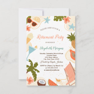 Beach Relax Pool Summer Retirement Party Invitation