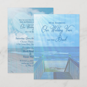 Beach RENEWING Wedding Invitation - Ocean/Sun-rays