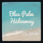 Beach Rental Retro Mod Custom Stone Coaster<br><div class="desc">Create a personalised,  custom-printed low quantity stone coasters for your beach vacation rental property featuring a deep turquoise teal blue ocean sand beach surf and modern,  retro typography that you can use to check-in guests at your coastal rental house,  condo,  room,  apartment,  or give away as guest merch keepsakes.</div>