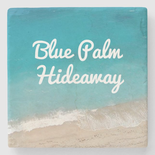 Beach Rental Retro Mod Custom Stone Coaster (Front)