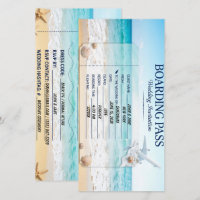 Beach Resort Wedding Boarding Pass Card