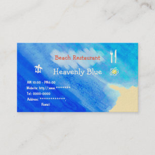 Beach Restaurant2 Blue sky ocean honu plemeria Business Card