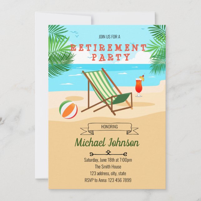 Beach retirement party invitation (Front)
