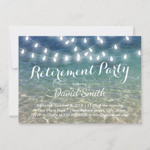 Beach Retirement Party String Lights Tropical Invitation