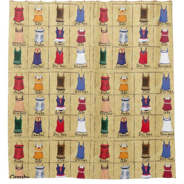 Beach-Retro suits Shower Curtain (Front)