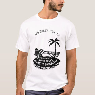 Beach Retro T-Shirt Sloth & Sunset Design