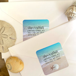 Beach Return Address Round Envelope Seal