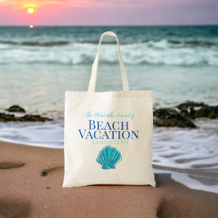 Beach Reunion Weekend Blue Shell Personalised Tote Bag
