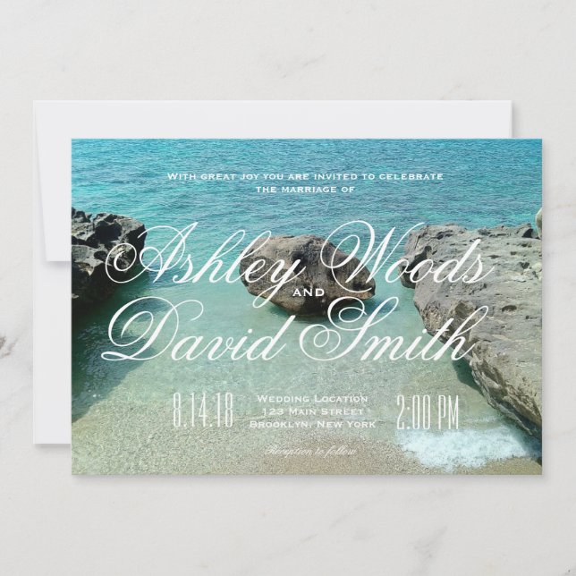 Beach Rock Wedding Invitation (Front)