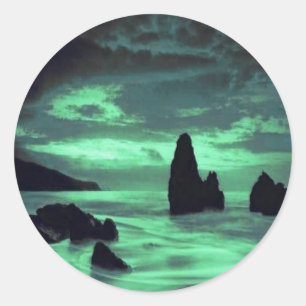 Beach, Rocks Classic Round Sticker