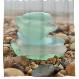 Beach Rocks & Sea Glass Shower Curtain