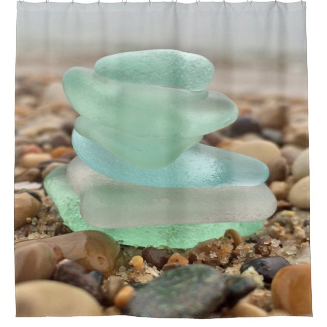 Beach Rocks & Sea Glass Shower Curtain (Front)
