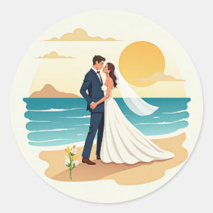Beach Romance Engagement Sticker