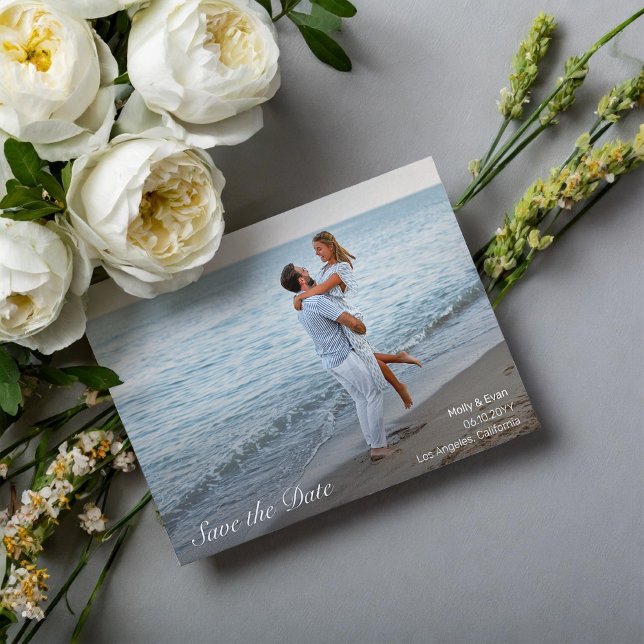 Beach Romance Photo Wedding Save the Date Invitation (Creator Uploaded)