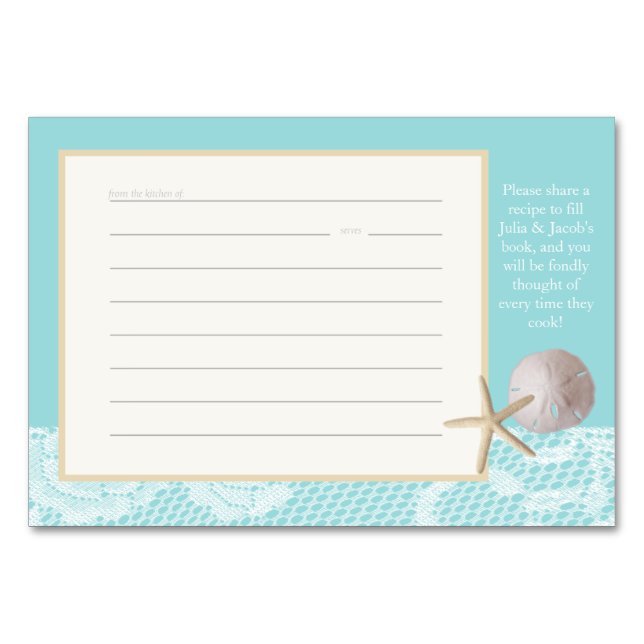 Beach Romance Recipe Card Robin Egg Blue (Front)