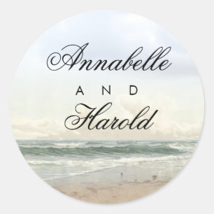 Beach Romantic Summer Wedding Classic Round Sticker