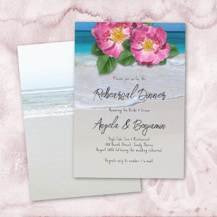 Beach Rose Tropical Seas Rehearsal Dinner Invitation