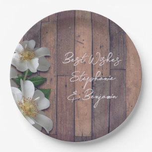Beach Rose Wood Look Party Paper Plate