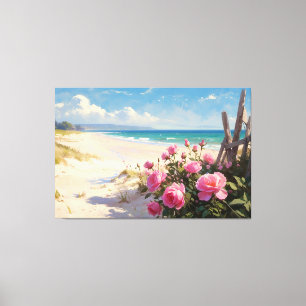 *~* Beach Roses Fences TV2 Stretched Canvas Print