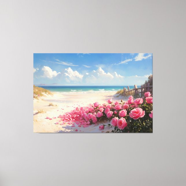*~* Beach Roses Petals TV2 Stretched Canvas Print (Front)
