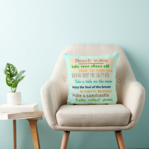 Beach Rules Colourful Nautical Typography Cushion