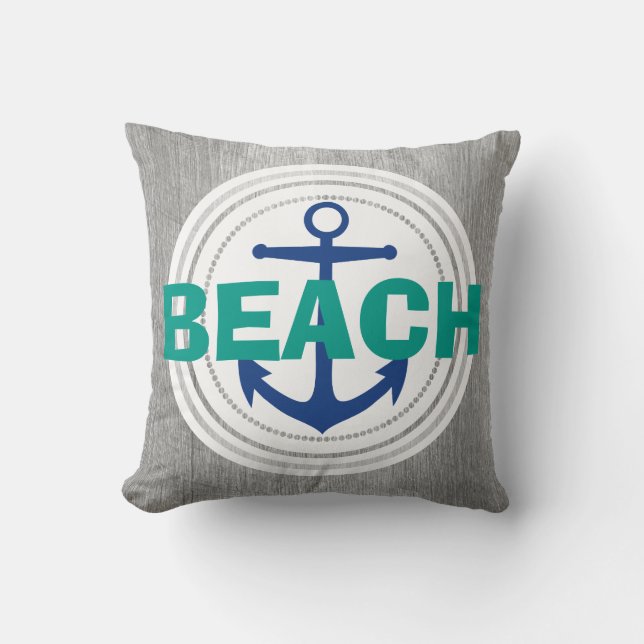 Beach Sailor Nautical Driftwood Cushion (Front)
