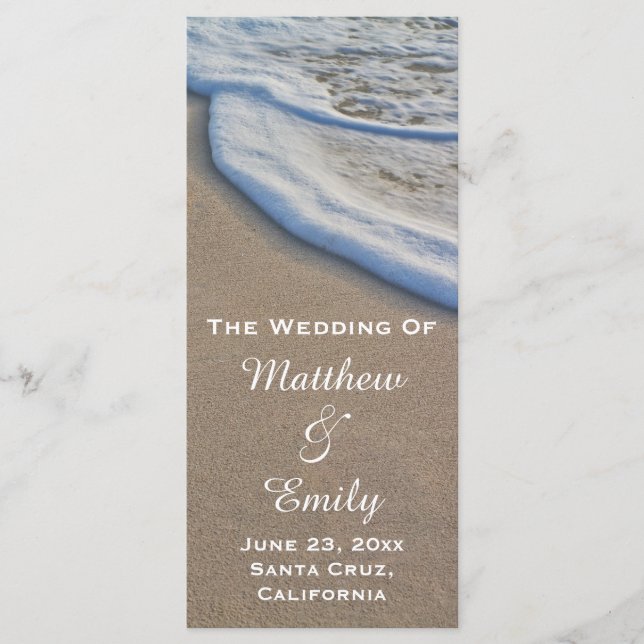 Beach Sand and Sea Foam Wedding Program Programme (Front)