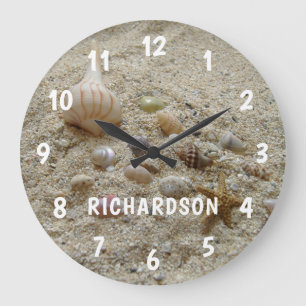Beach Sand and Seashells Personalised Large Clock