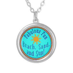 BEACH, SAND, AND SUN!  FABULOUS FUN SUNNY PARTY  SILVER PLATED NECKLACE
