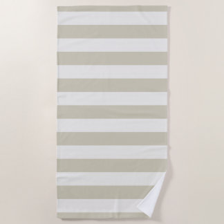 Beach Sand and White Stripes Beach Towel
