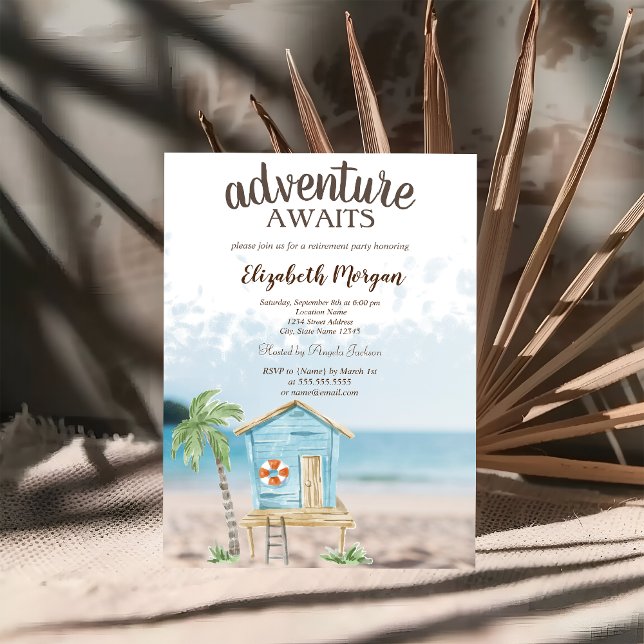 Beach,Sand,Beach House Retirement Party Invitation (Creator Uploaded)