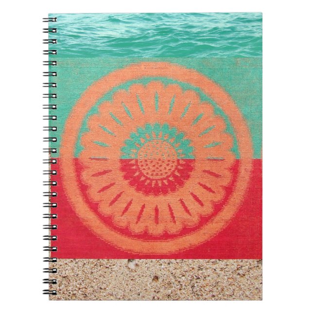 Beach Sand, Beach Towel, Ocean Notebook (Front)