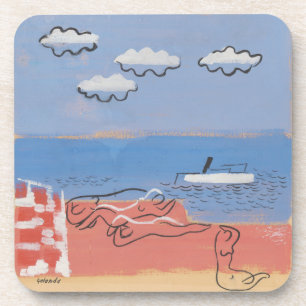 Beach, Sand, Blue Sky Contemporary Art Coasters 
