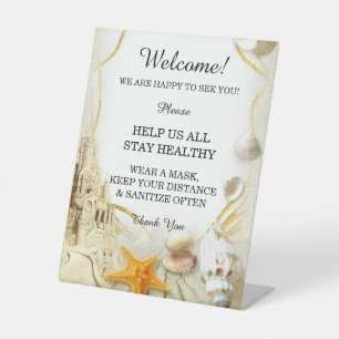 Beach Sand Castle Wedding Safety Pedestal Sign