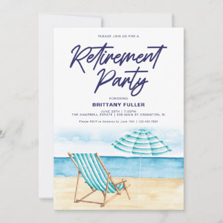 Beach Sand Chair Retirement Party Invitation