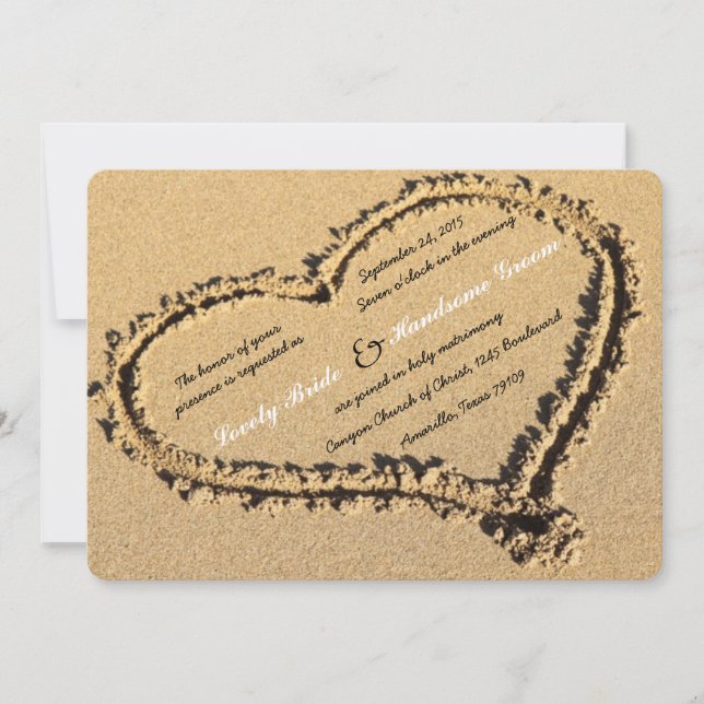 Beach Sand Christian Cross Wedding Invitation (Front)