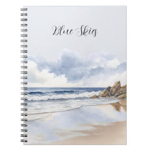 Beach Sand Clouds Blue Skies Notebook