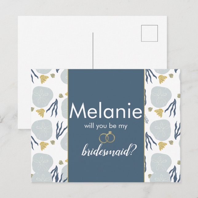 Beach Sand Dollar Bridesmaid Proposal Card (Front/Back)