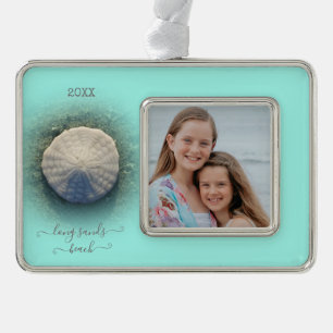 Beach Sand Dollar Mint Photo Silver Plated Framed Ornament